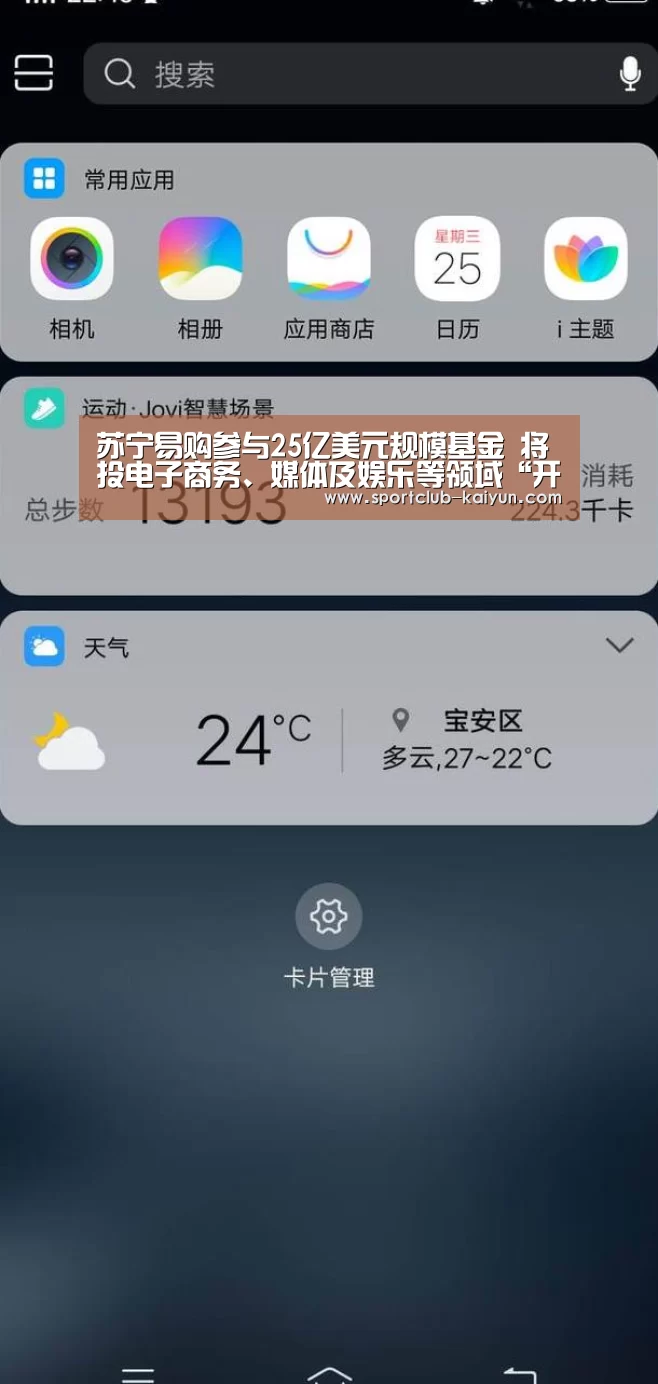 苏宁易购参与25亿美元规模基金 将投电子商务、媒体及娱乐等领域“开云官网”(图1) 开云官网